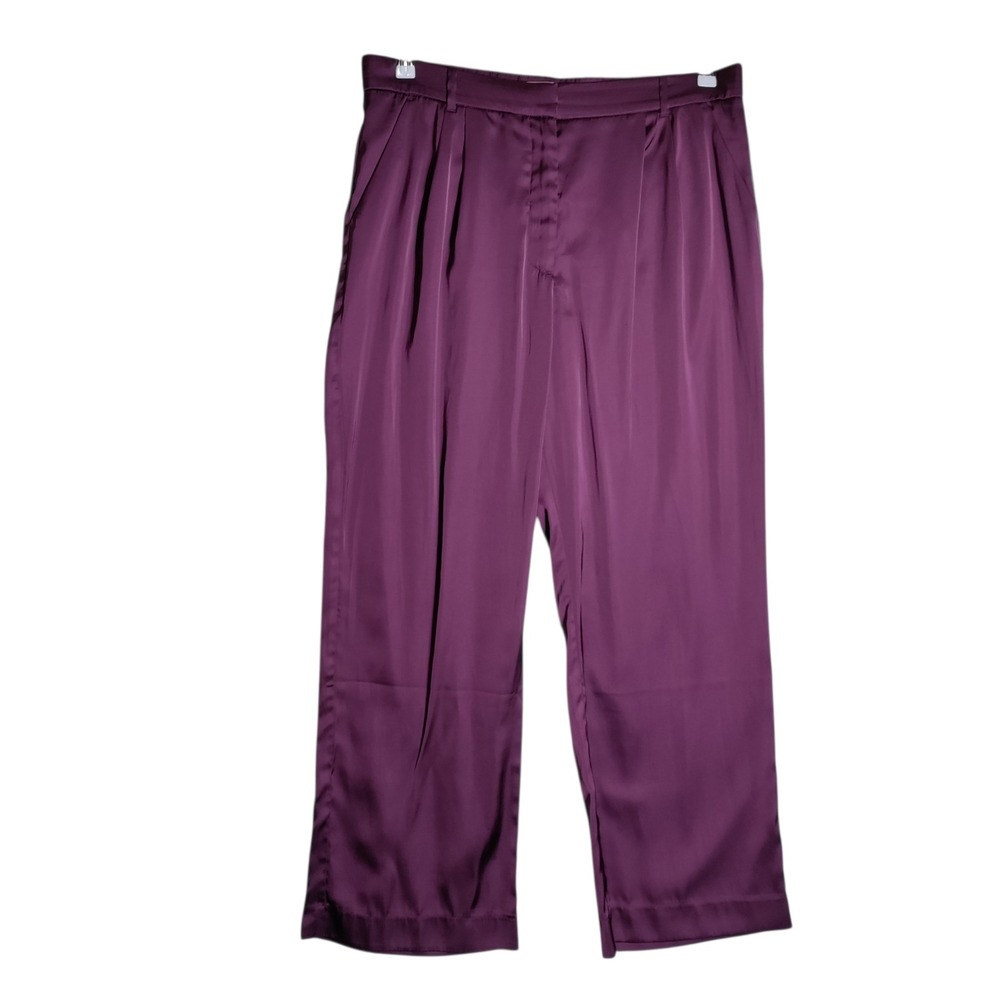 Abercrombie & Fitch Plum Wide-Leg Satin Trousers